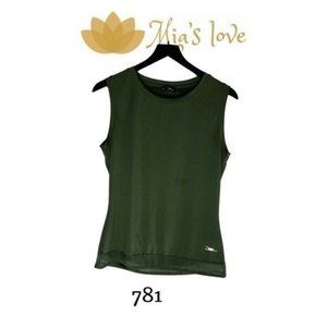 Crane Men Tank Top Vest Shirt Medium Green, Sleeveless Athletic.